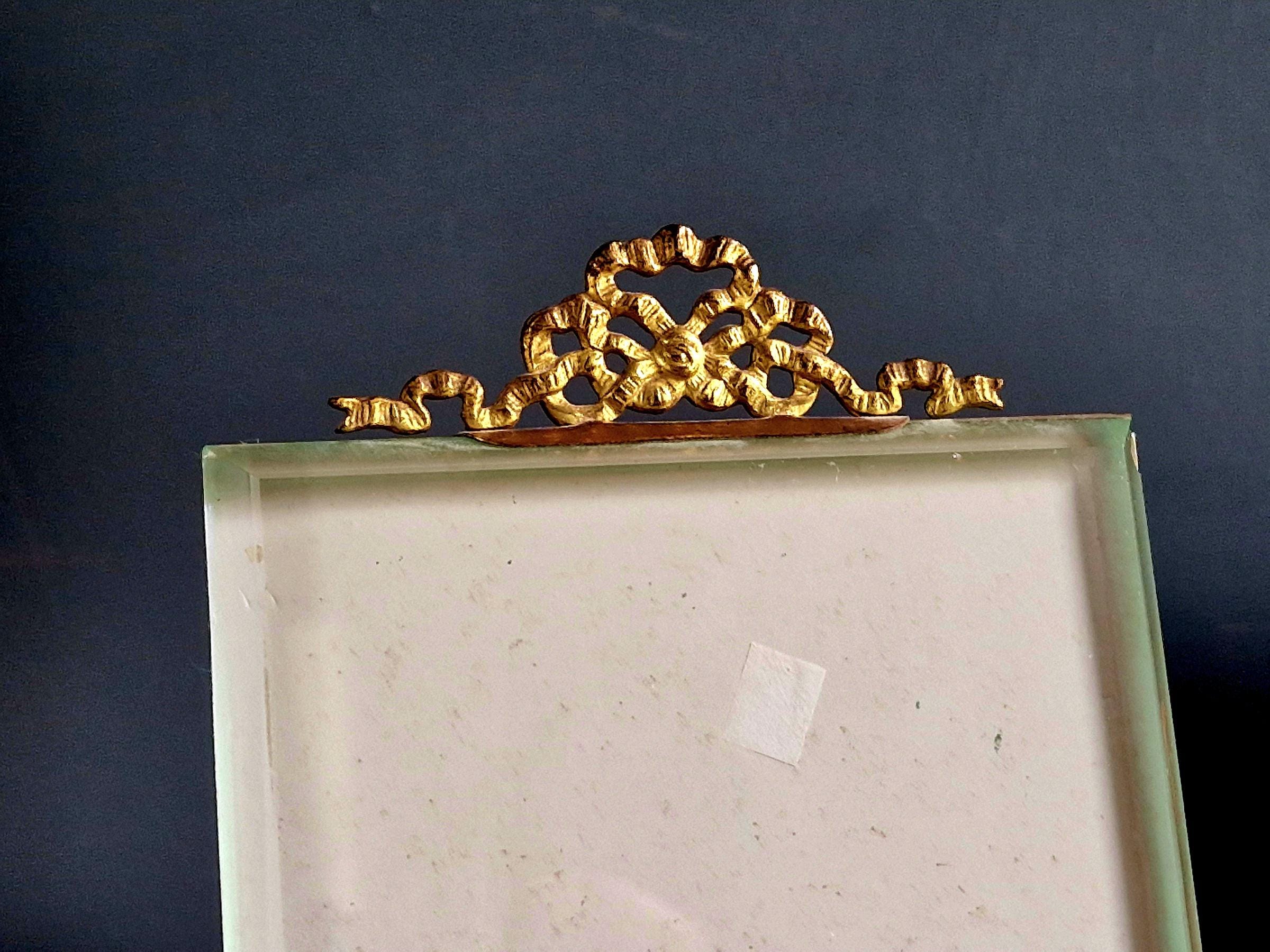 フランスアンティークのベベルガラスフォトフレーム：シャトーリボン