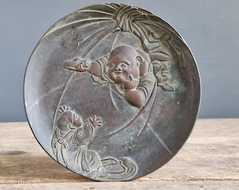 Japanese Buddha Metal Dish: Country House Decor