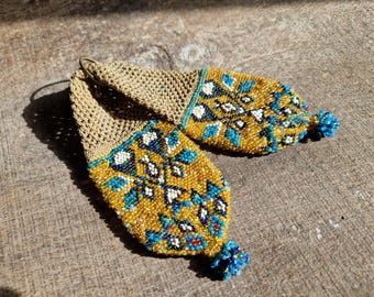 French Beaded Misers Purse: Victorian Era Coin Bag, Antique Costume Accessory