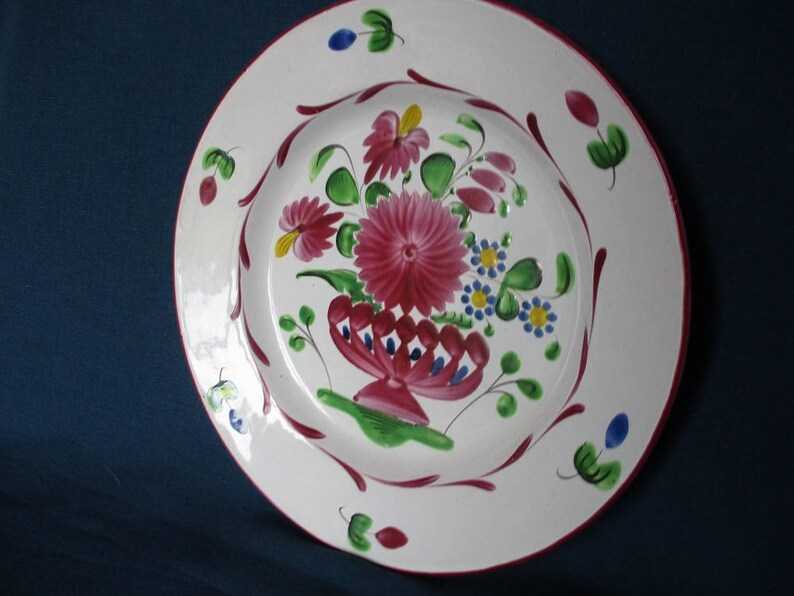 Vintage crockery.Farmhouse decor French vintage plate Hand painted plate Vintage china Rustic decor Vintage floral plate Shabby chic.