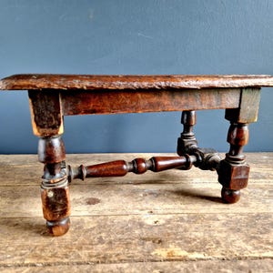 French antique wooden stool table Farmhouse stool French rustic stool French Country house decor French antique stool European decor.
