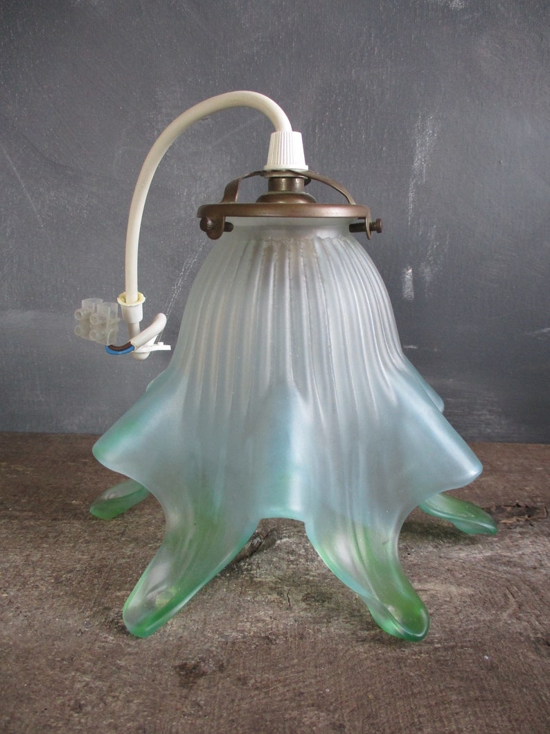 Antique Hanging Lamp French Opaline Glass Pendant Light Lampshade Vintage Lightshade