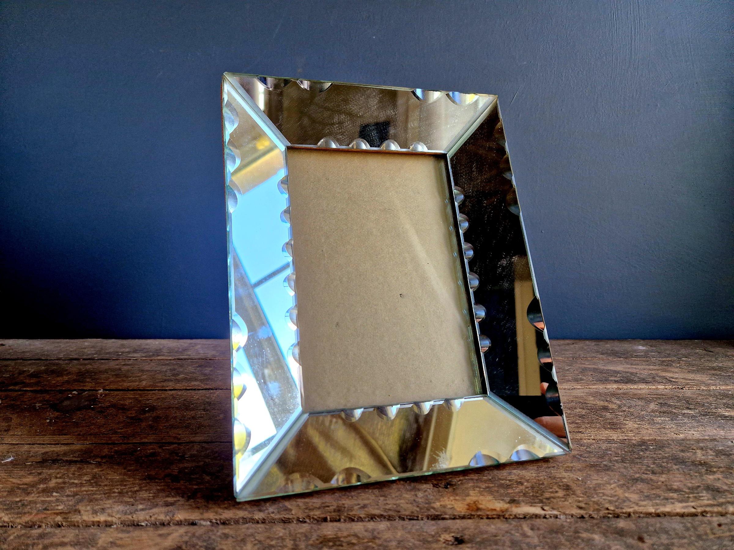 Vintage French Mirror Glass Photo Frame Vintage Venetian Style 
