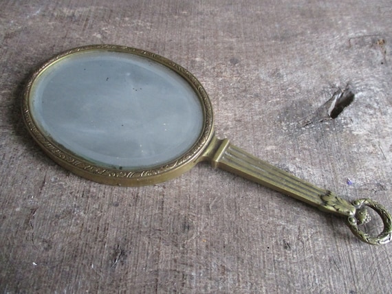 French antique hand mirror. Boudoir mirror. Louis