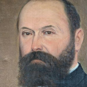 Antique oil painting. Antique portrait of Gentleman. Antique oil on canvas. 19th century art. Country house decor. Victorian oil painting.
