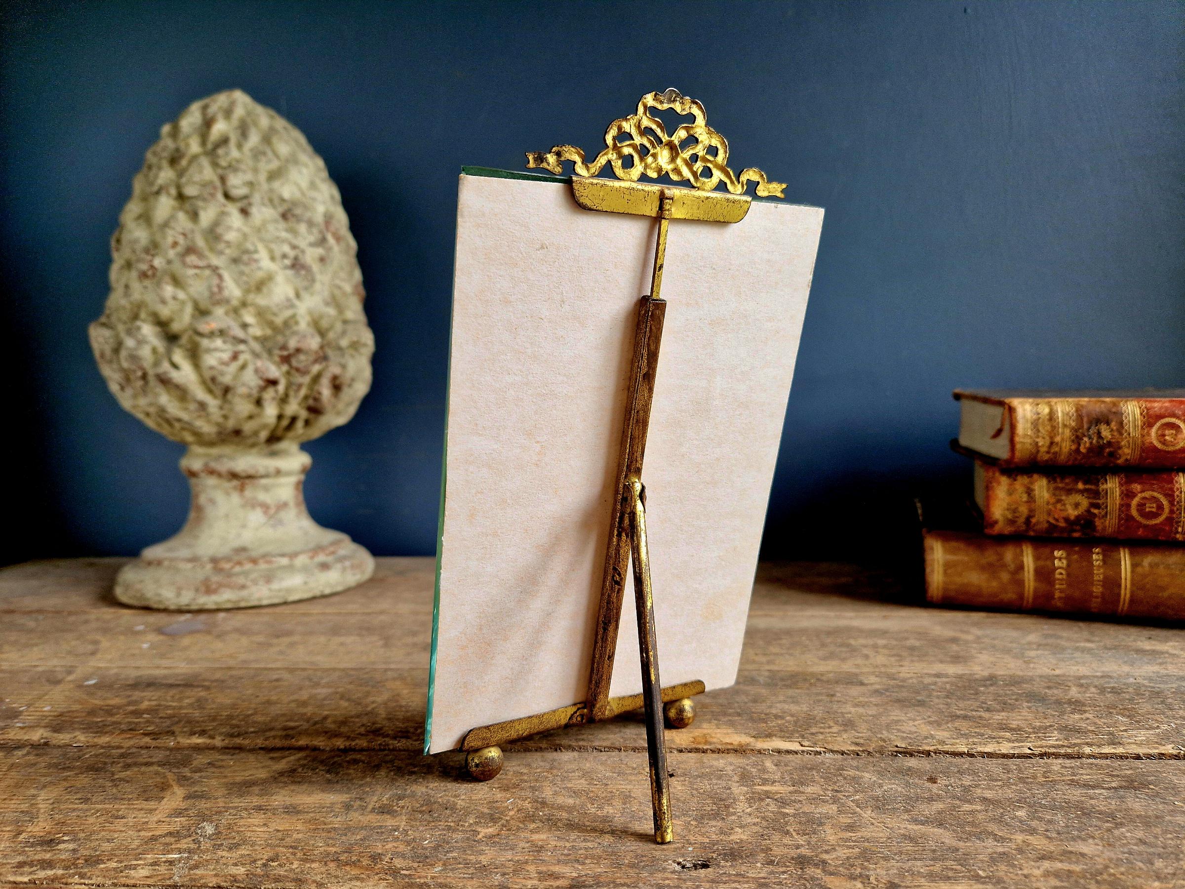 フランスアンティークのベベルガラスフォトフレーム：シャトーリボン