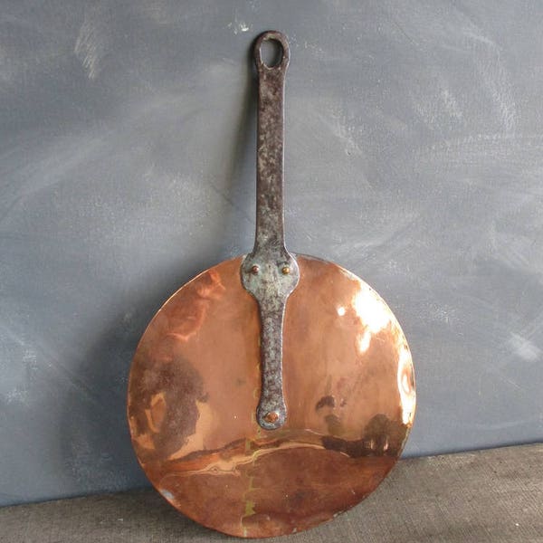 antique copper pan lid copper cookware rustic kitchen decor farmhouse decor french kitchen french antiques copper pan lid vintage copper pot