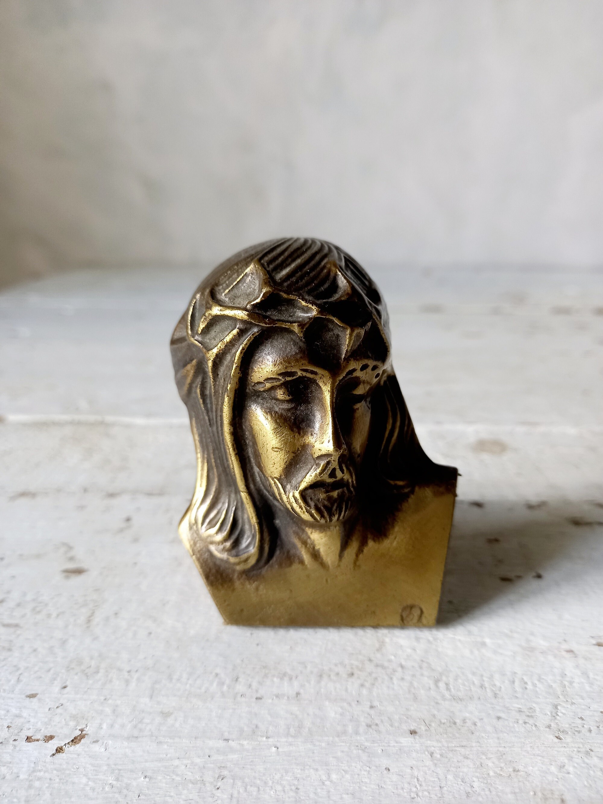 Plaque de Jésus-Christ. Français Plaque Jésus en Laiton. Idées Cadeaux Religieux. L'art Catholique. 