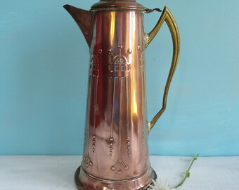 German Art nouveau copper coffee pot.Art nouveau antiques.German antique Arts and crafts coffee pot.German copper antique coffee pot.Quality