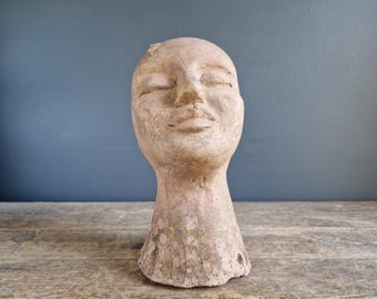 French Terracotta Bust: Mid-Century Modern Clay Statue
