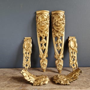 French antique ormolu mounts.French Bronze furniture pediments. Bronze anniversary. Architectural salvage. French antiques. Six gilt mounts