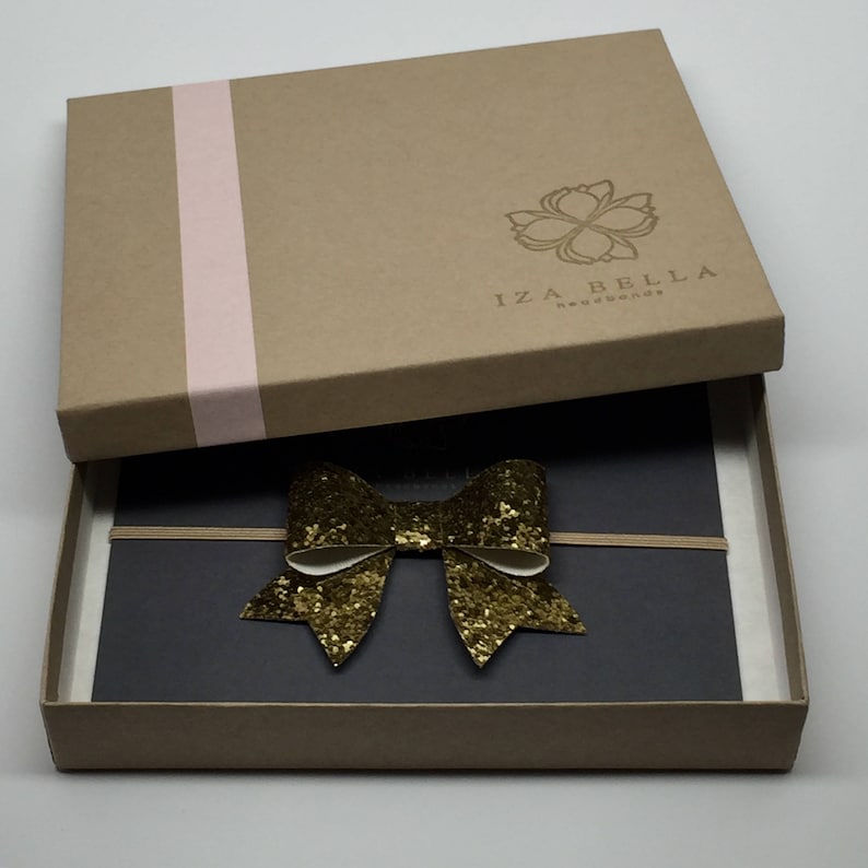 Baby Shower Gift Luxury Headband Glitter Bow Band Headbands for Babies Elastic Headband Gold Glitter Headband