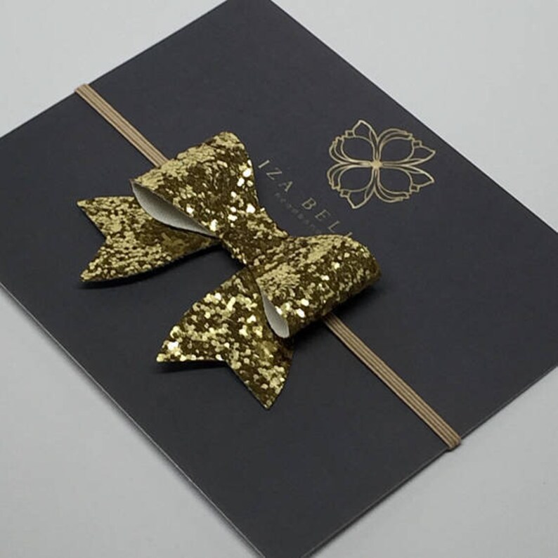 Baby Shower Gift Luxury Headband Glitter Bow Band Headbands for Babies Elastic Headband Gold Glitter Headband