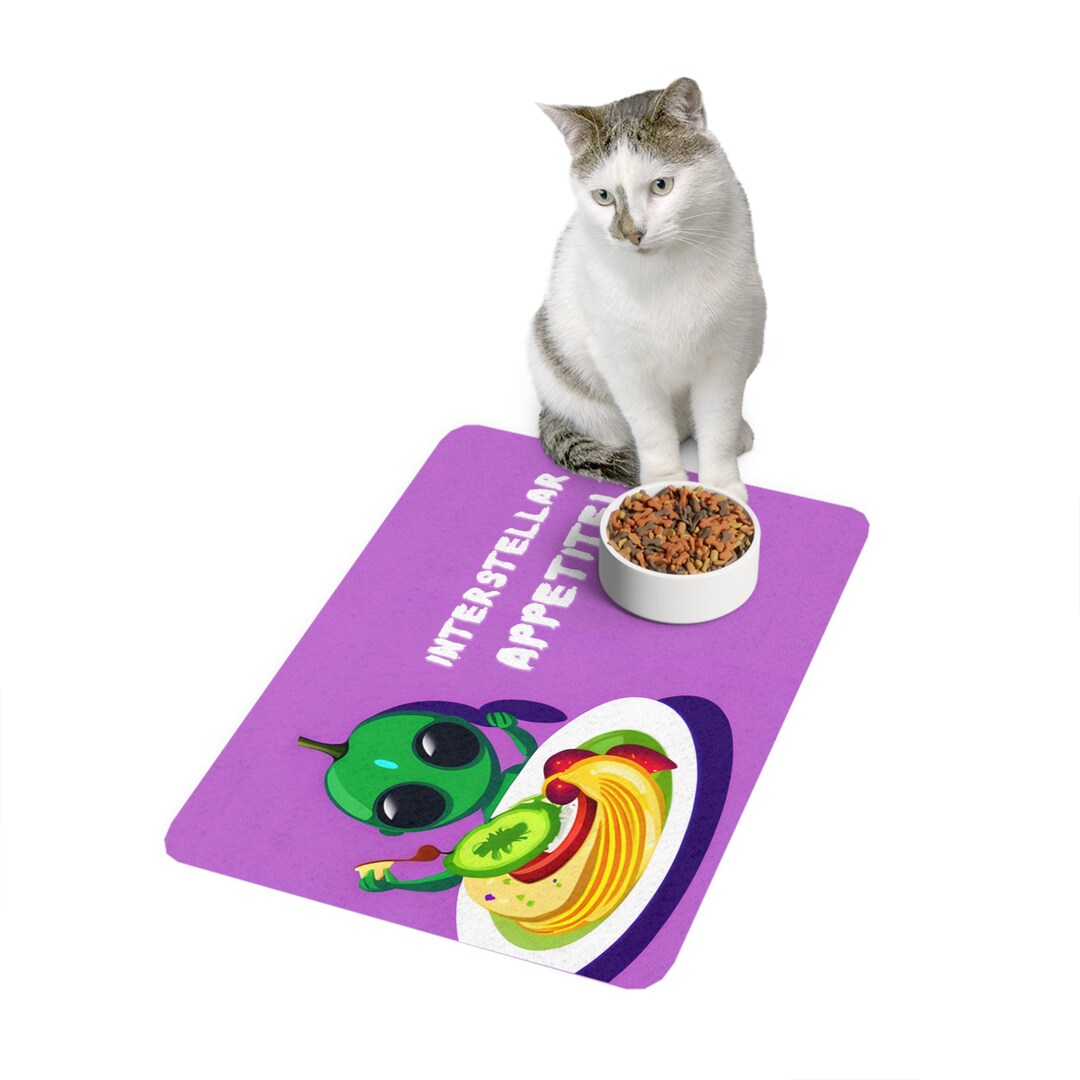 Pet Food Mat With Purple Alien Design Nonslip Backing Easy Etsy