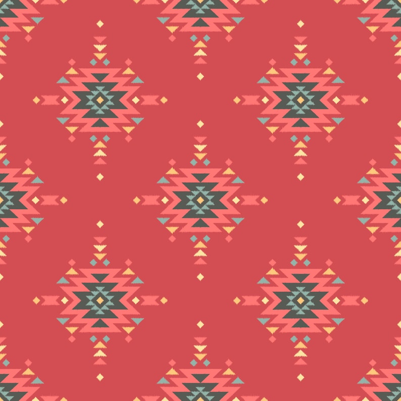 Southwestern Removable Wallpaper Geometric Wallpaper Boho Wallpaper Southwestern Decor Red Wallpaper W1182 Aztec Wallpaper