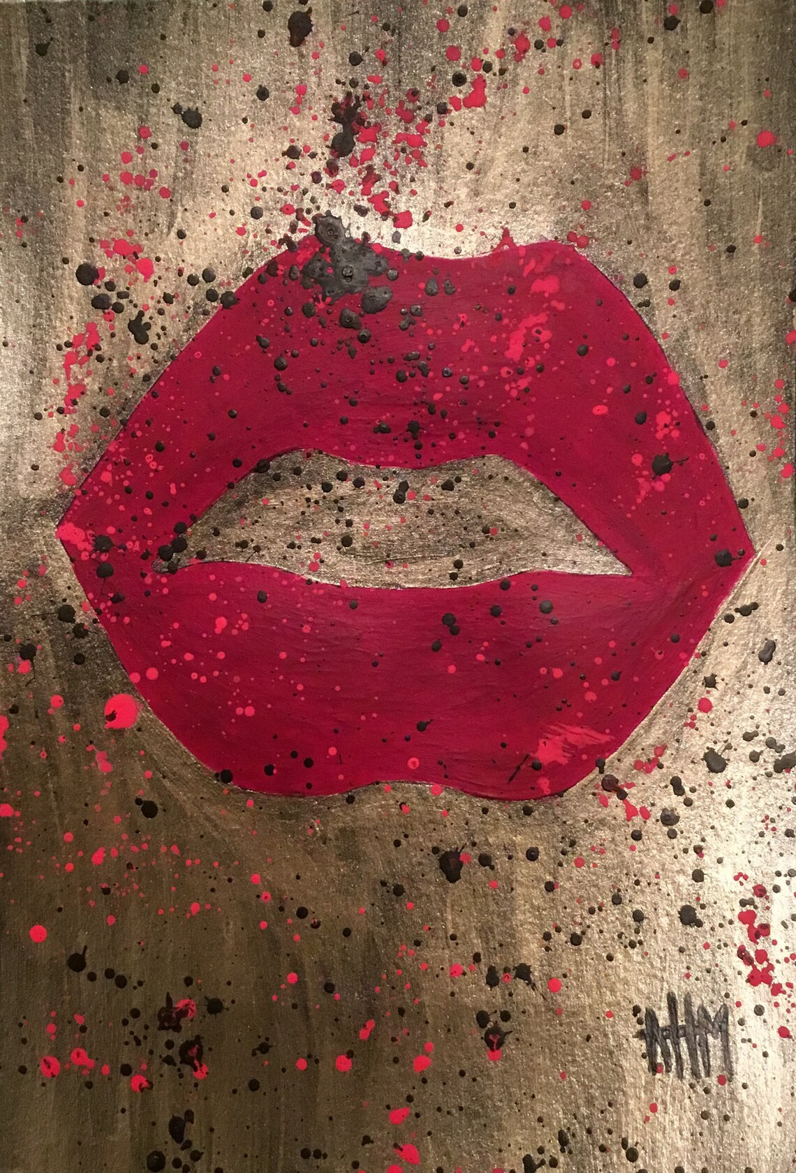 Splattered Lips / Abstract Art / Lips Etsy UK