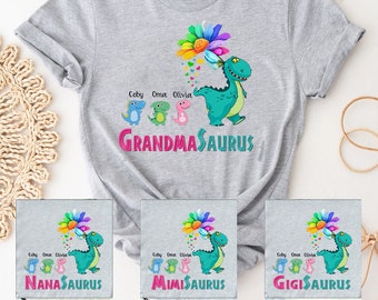 Grandmasaurus Mamasaurus Shirt, Custom Grandma Shirt, Custom Kids Name Shirt, Mothers Day Shirt for Mom Grandma, Grandma Tee, Grandma Gift