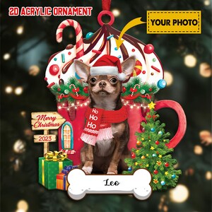 Custom Chihuahua Dog Christmas Ornament, Chihuahua Dog Gift...