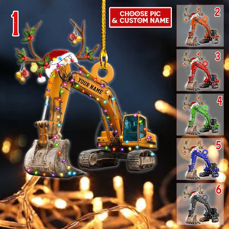 Excavator Christmas Ornament 