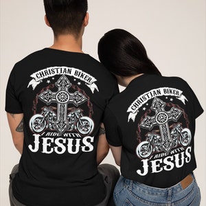 Christian Biker I Ride With Jesus Shirt, Motorcycle Rally, Christian Tshirts, Gift For Men