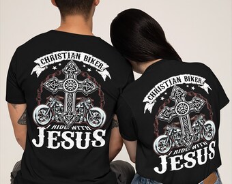 Christian Biker I Ride With Jesus Shirt, Motorcycle Rally, Christian Tshirts, Gift For Men