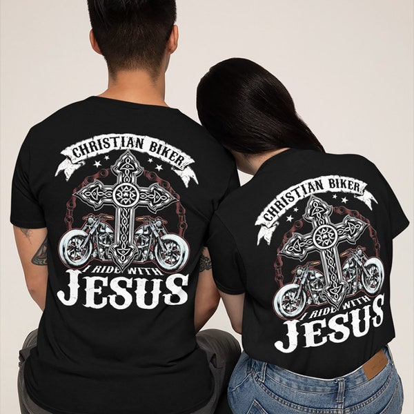 Christian Biker I Ride With Jesus Camicia, Raduno motociclistico, Magliette cristiane, Regalo per gli uomini