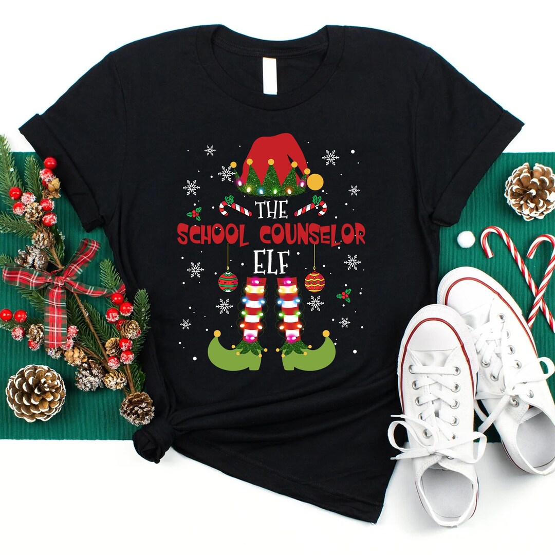 School Counselor Christmas Elf Shirt, Christmas School Counselor T ...