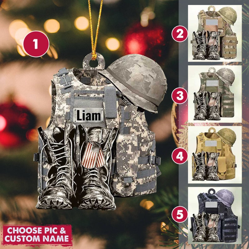 Personalized Military Uniform Boots & Helmet Ornament Etsy