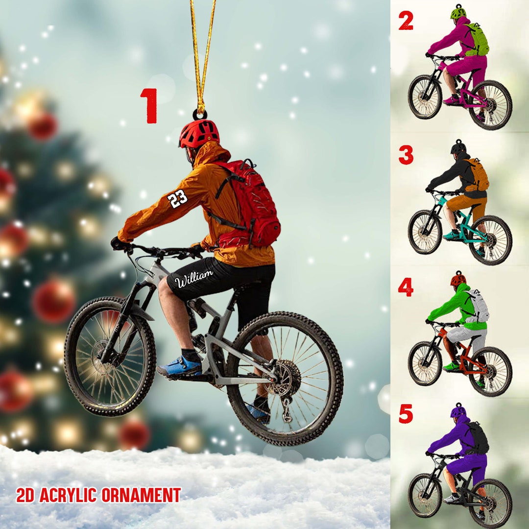 Personalized Mountain Biking Ornament, Christmas Ornament for Biker