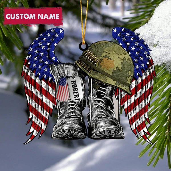 Military Uniform Boots & Hat Personalized Flat Acrylic Ornament Etsy