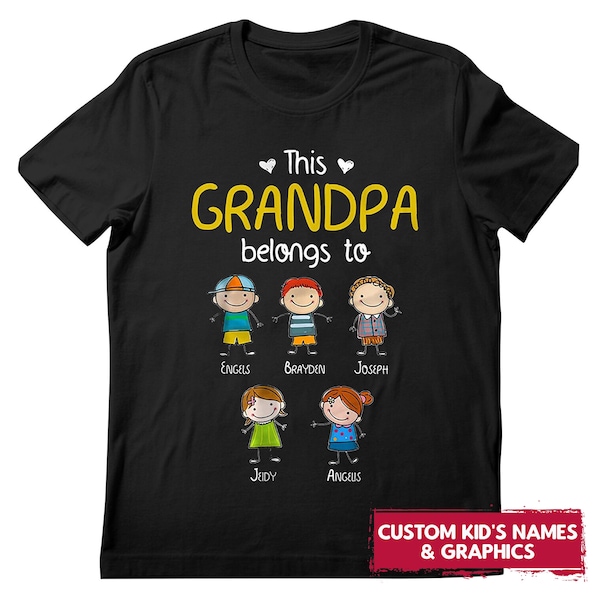 This Grandpa Belongs To Cute Family Personalized T-shirt Gift For Fathers and Grandfathers, Gift For Grandpa