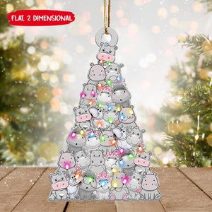 Hippo Christmas Tree Ornament for Hippo Lovers, Christmas Hippo