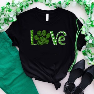 Love Dog T-Shirt, Clover Tee, Dog Lovers St. Patrick's Day Shirt, Dog Lover Shirt, Animal Lovers Gift for Dog Mom, Dog Dad