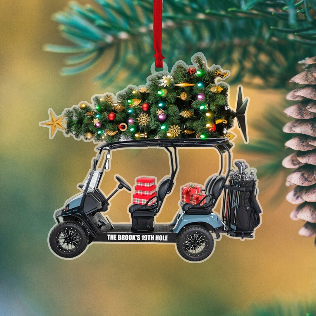 Golf Cart Christmas Ornament, Personalized Xmas Ornament, Golfing