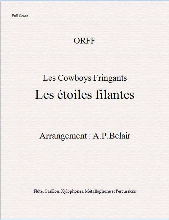 Partition Arrangement Orff Les Cowboys Fringants Les étoiles Filantes
