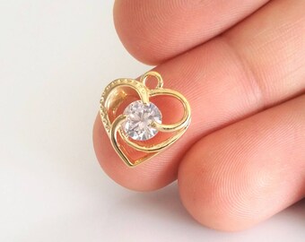 Flower Cubic Zirconia Pendant Jewelry Supply not imitation plating 15.5x13x3.8mm 12L4-10G-04C Craft Supplies Real 16K Gold Plated