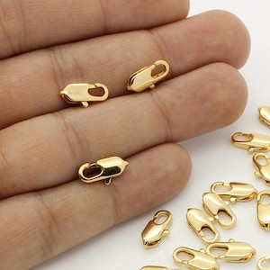 16K Gold Lobster Claw Clasps: Brass Jewelry Supplies (12x6mm) - 10 Pcs