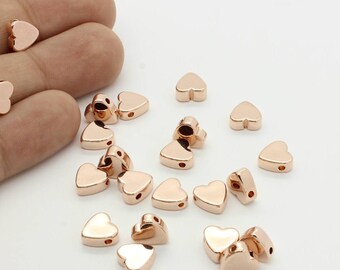 10 Rose Gold Heart Charms: 8mm Stamping Blanks for Jewelry Making