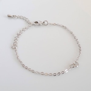 Dainty Chain Bracelet, Silver Bracelet Wholesale Beads, Thin Bracelet Chain, 10pcs for Sideway Pendent, Rhodium plated, Jewelry Supplies