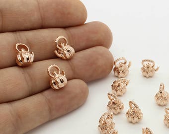 Tiny Teapot Charm,brass Necklace,Personalize pendant,Kettle charm,Not easily tarnish,Real RoseGold Plated,not imitation plating/22R1-14R-05C