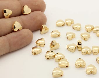16K Gold Plated Heart Charm: Stamping Blank, 8mm (10 Pcs)
