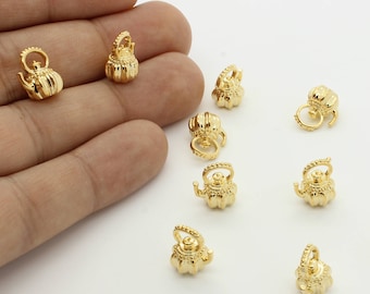Ciondolo a forma di teiera in oro 16 carati: (1 pezzo) piccolo ciondolo a forma di bollitore per la creazione di gioielli