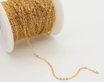 10m Cable Chain, Gold Chain, Real 16k Gold Chain, Bulk Necklace Chain, Rolo Chain, Jewelry Wholesale, Box Gold Chain, Delicate Chain
