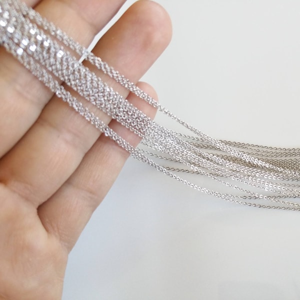 10 Dainty Silver Bulk Chain Necklace, Anti Tarnish Cable chain, 230's Rolo Chain, Necklace Chain Supply, Link Chain, Rhodium Dainty Chain,