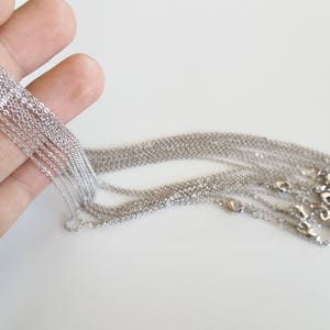10 Dainty Silver Bulk Chain Necklace, Silver Chain Necklace, Beads Supply, Flat Cable Chain, Bulk Chain, Wholesale Jewelry 1CH-SP-10