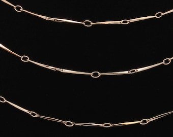 Victorian Style Bar and Link Chain Necklace, Rose Gold Plated 3 Feet