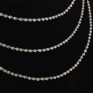 Rhodium Plated Silver Rope Chain: 2.2mm Twisted Necklace, 3 ft