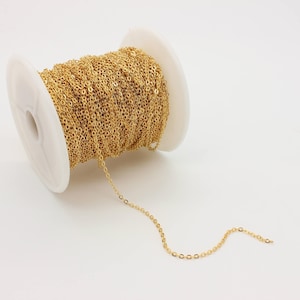 16K Gold Plated Cable Chain: 10 Meter Bulk Rolo Chain