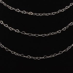 3 ft Rhodium Plated Heart Chain: Nickel-Free Jewelry Making Supplies