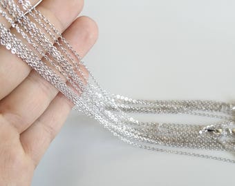 10 Pcs Rhodium Necklace Chain, Diamond Cut Chain, Wholesale Chain, Beads, Jewelry Supplies, Rolo Bulk Chain, Craft Supplies, 2CH-SP-10